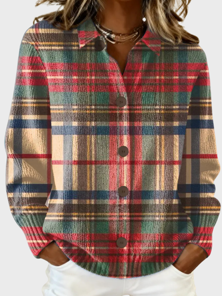 Virginia™ Cozy Retro Plaid Knit Sweater