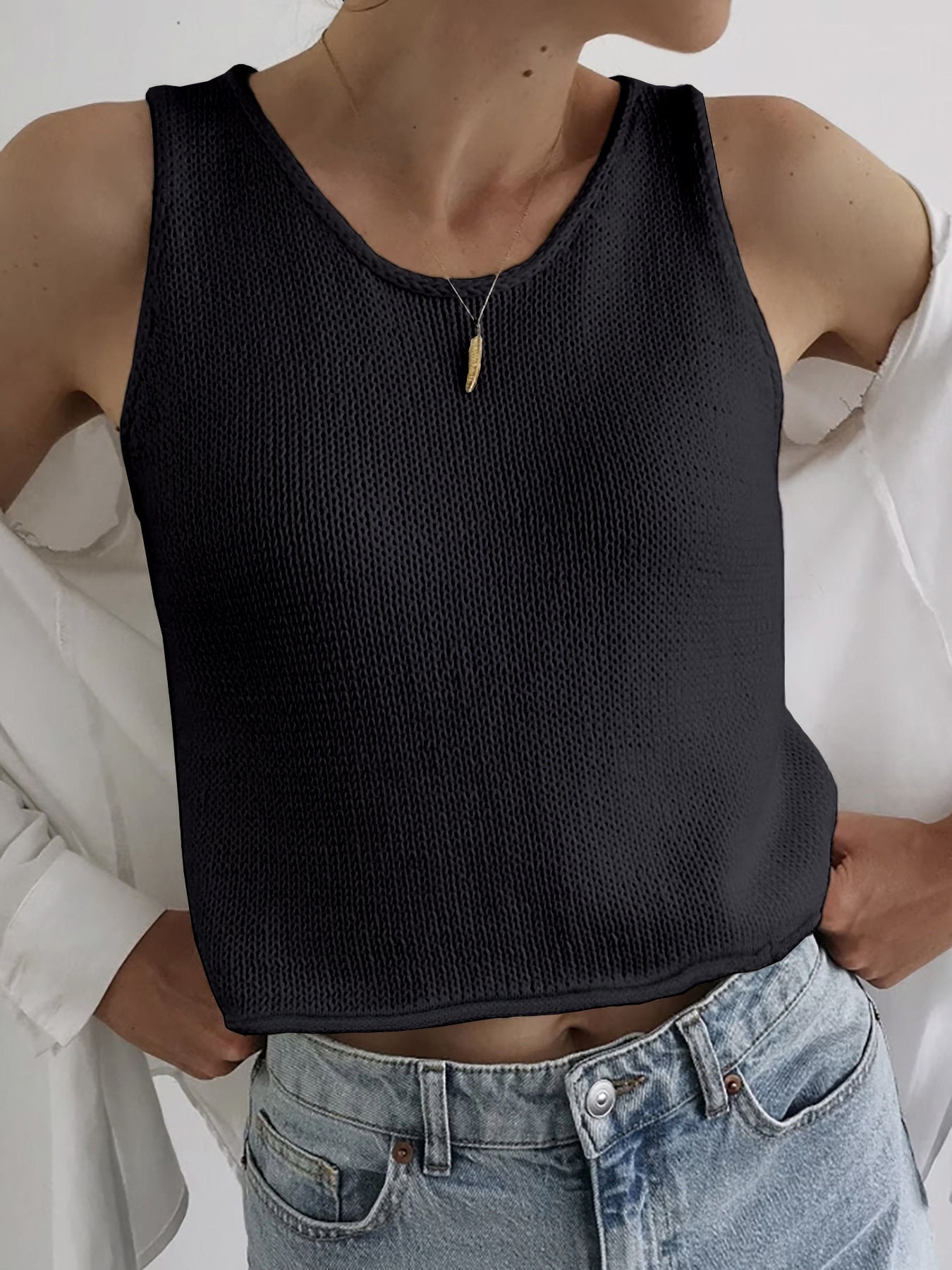 KAREEM™ - Avslappnad rundhalsad väst med pullover