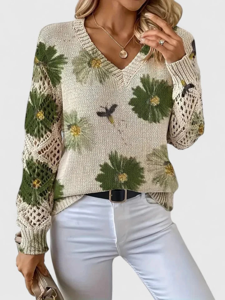 Luméa™ Cozy Floral Knit Sweater