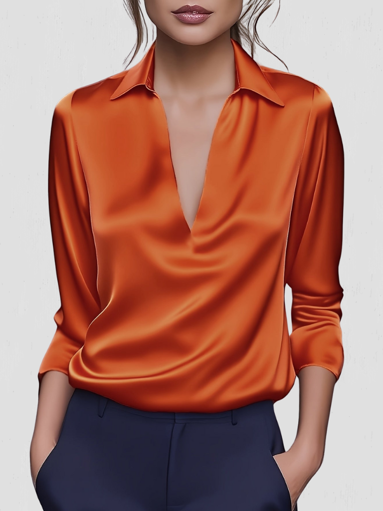 Isabelle™ Satin-Look Drape Blouse