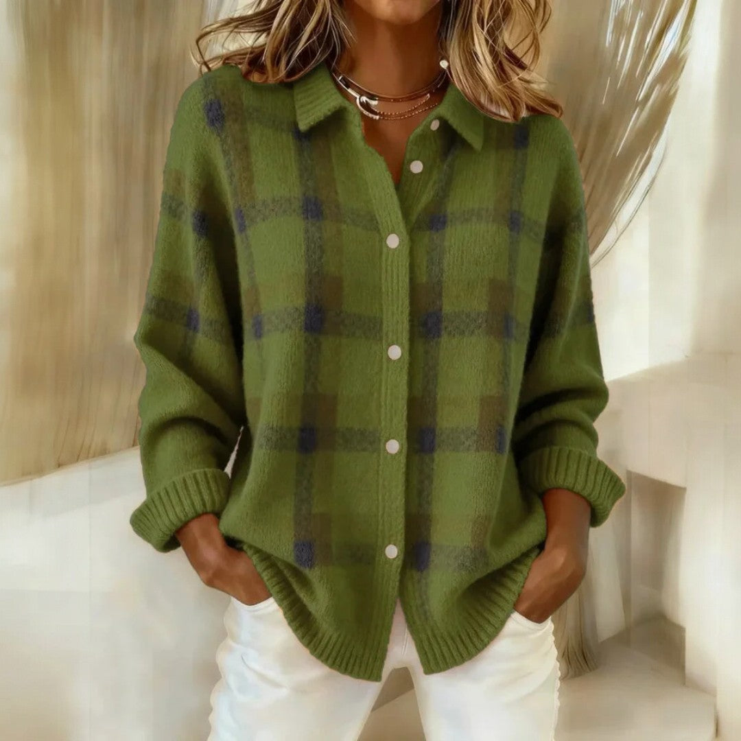 Willow & Coast™ – Soft Plaid Knit Cardigan