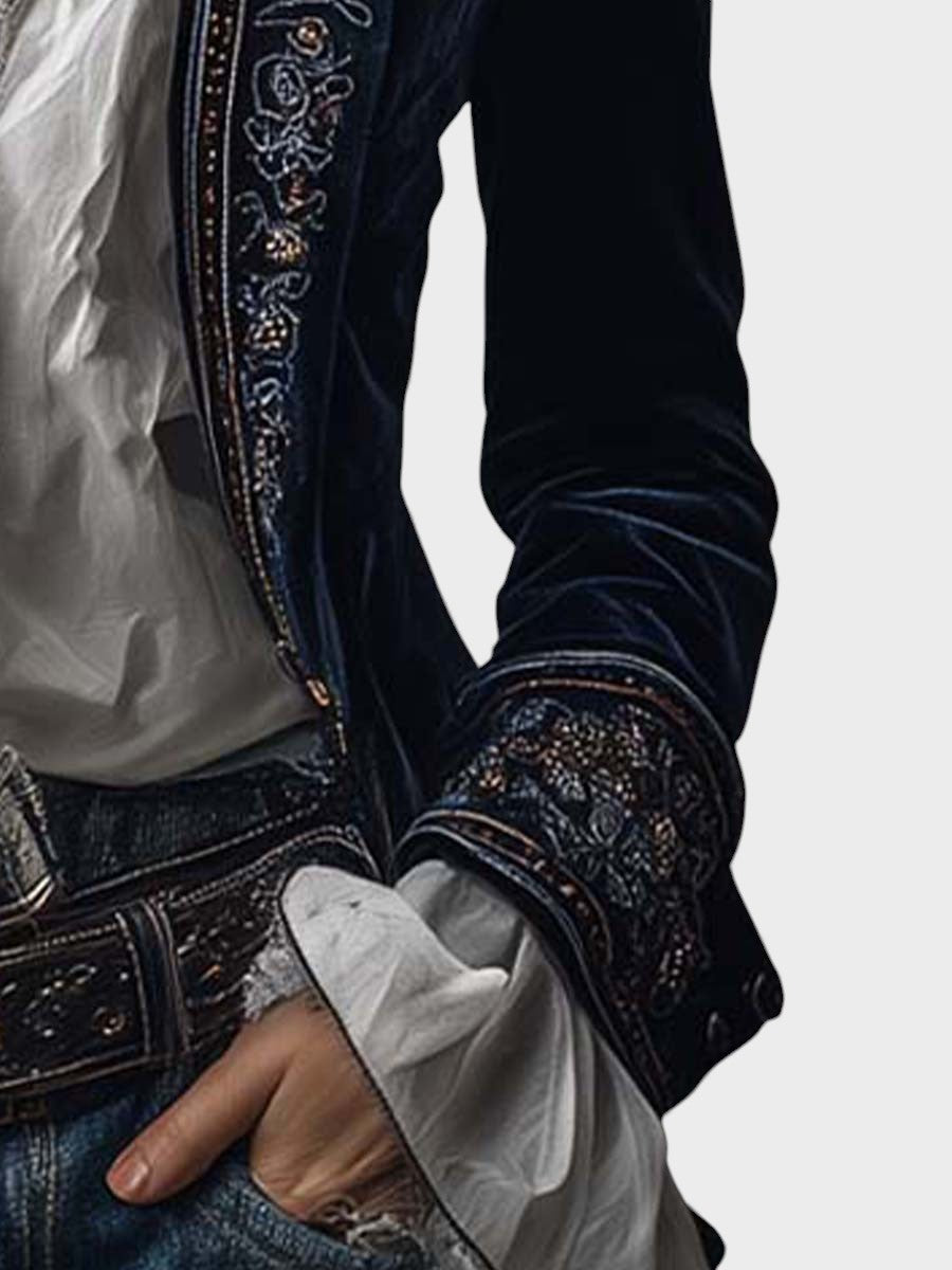 Veloria™ – Embroidered Velvet Tailored Jacket