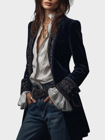 Veloria™ – Embroidered Velvet Tailored Jacket