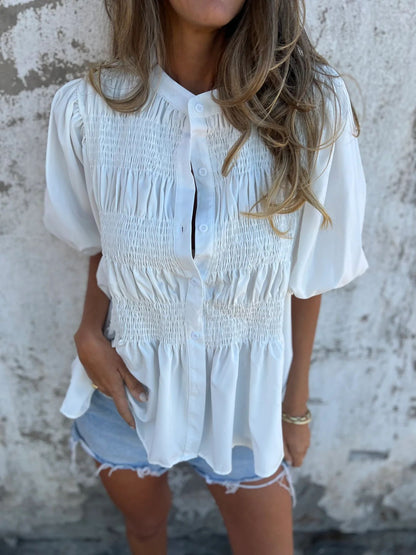 ELIZA™ - Plisserad blus med knappar