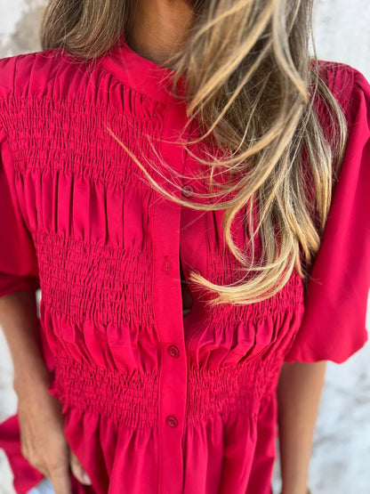 ELIZA™ - Plisserad blus med knappar