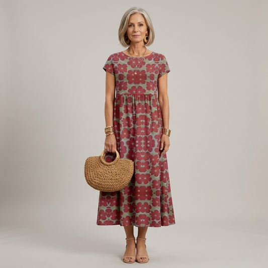 Elsie - Elegant, böljande blommig klänning