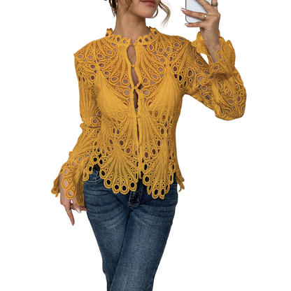 SARAH™ – Modern blus med ihåliga detaljer