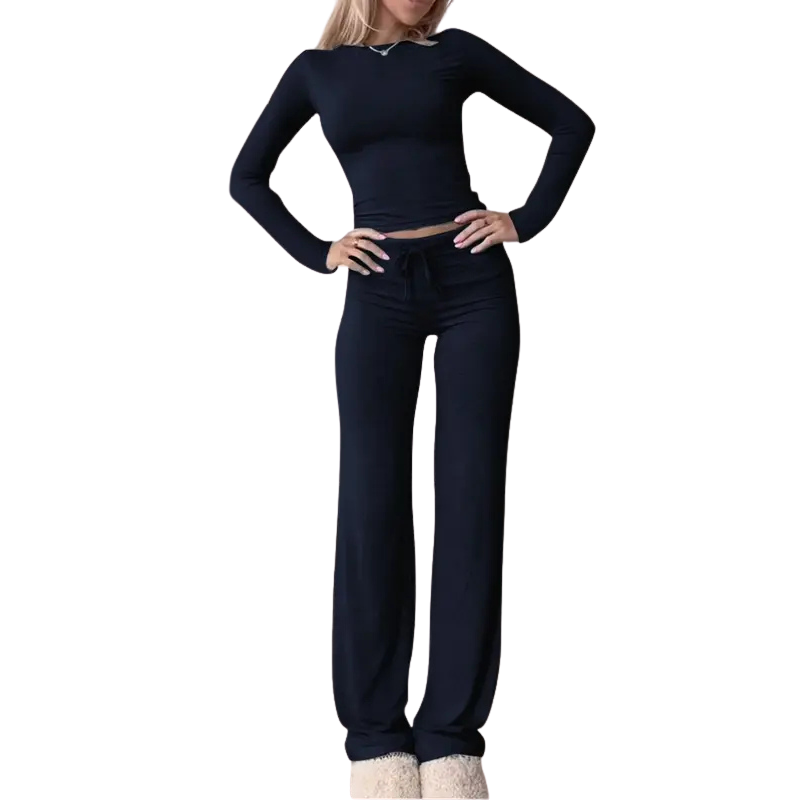 CECILY™ – Matchande set med långärmad t-shirt och byxor, smal passform