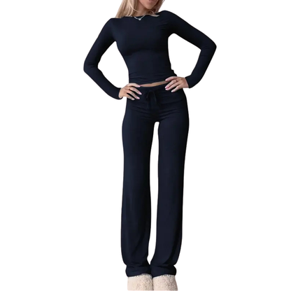 CECILY™ – Matchande set med långärmad t-shirt och byxor, smal passform