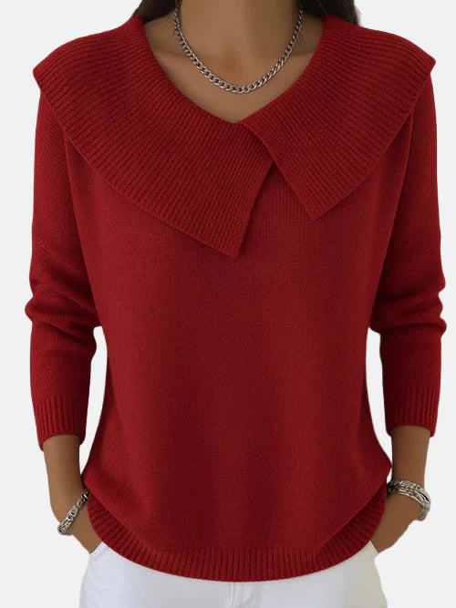 HarborRue™ – Folded Collar Knit Top