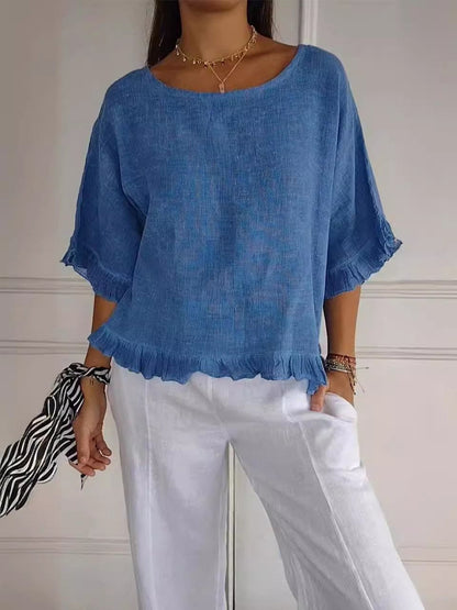 BreezeLine™ – Ruffle Hem Linen Top