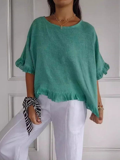 BreezeLine™ – Ruffle Hem Linen Top