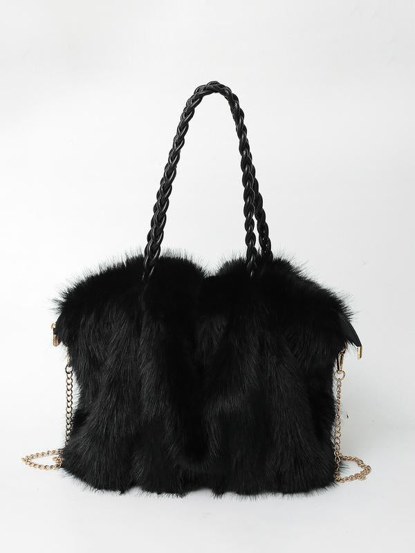 LuxeFrost™ – Plush Faux-Fur Shoulder Bag