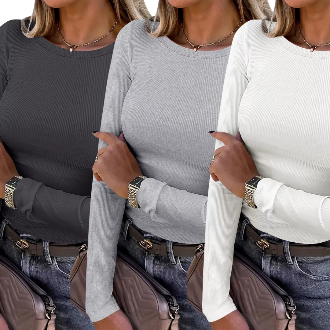 KARIN™ - Enkel, bekväm ribbad skjorta med rund halsringning