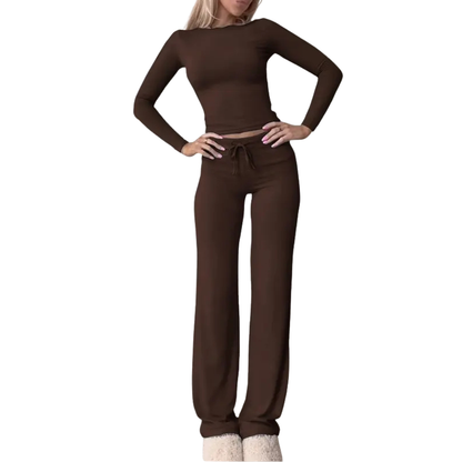 CECILY™ – Matchande set med långärmad t-shirt och byxor, smal passform