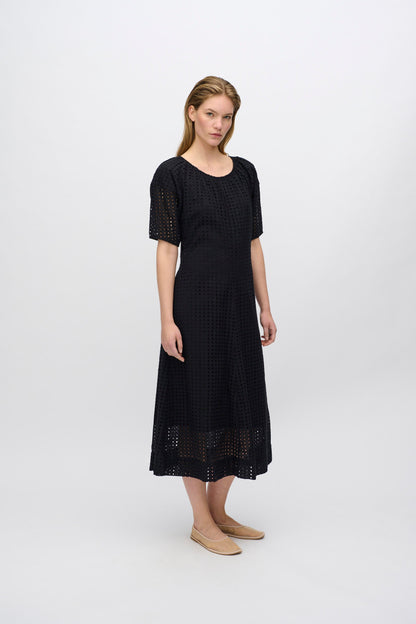 Freja™ | Alice midi dress in broderie anglaise | Black