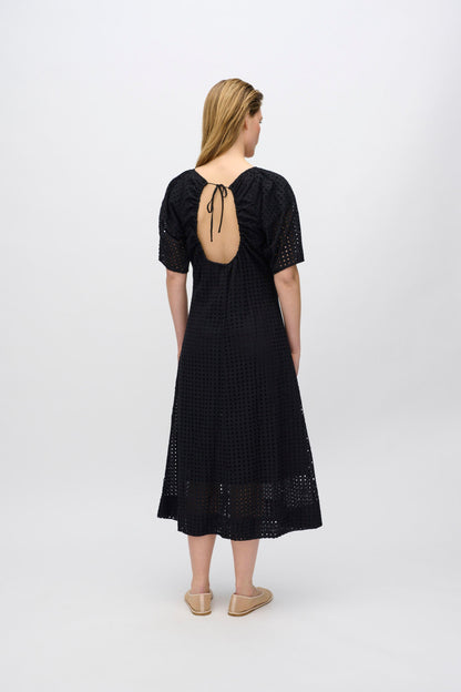 Freja™ | Alice midi dress in broderie anglaise | Black
