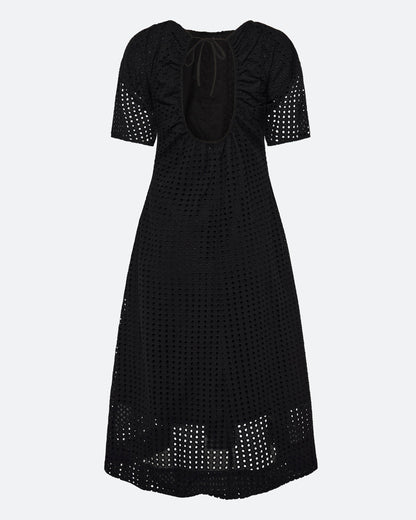 Freja™ | Alice midi dress in broderie anglaise | Black