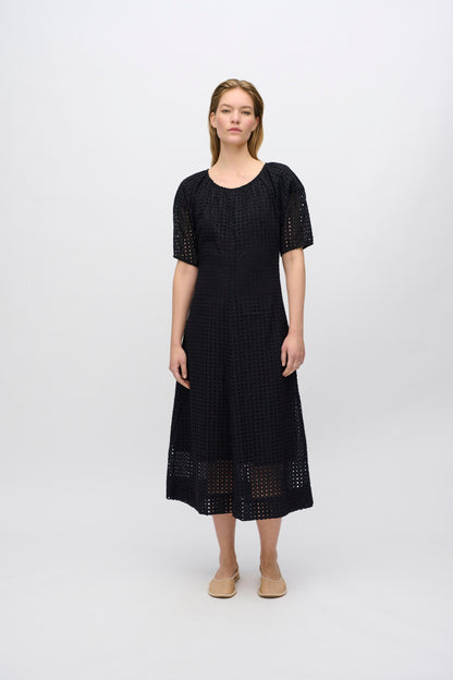 Freja™ | Alice midi dress in broderie anglaise | Black