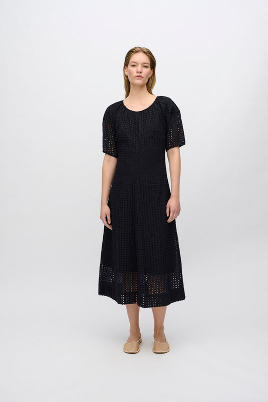 Freja™ | Alice midi dress in broderie anglaise | Black