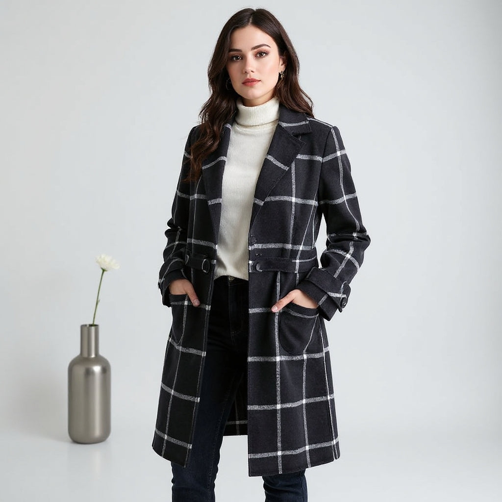 Valmere™ – Tailored Check Wool Coat
