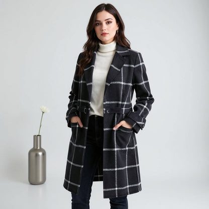 Valmere™ – Tailored Check Wool Coat