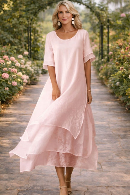 Rose - Böljande Layered Maxiklänning