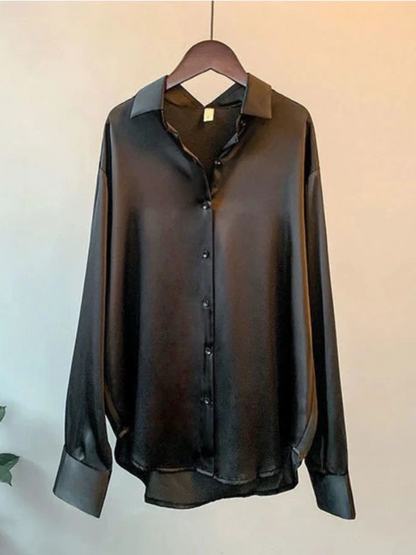 Natalie™ Luxe Satin Button Shirt