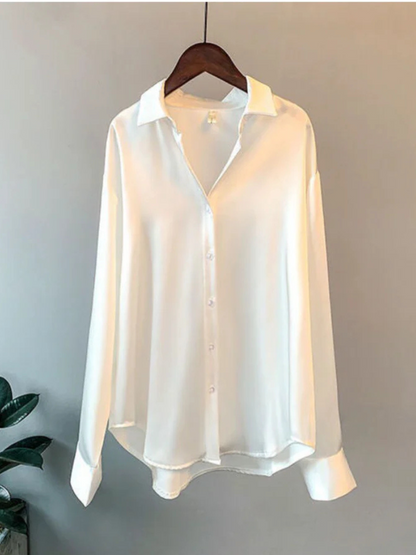 Natalie™ Luxe Satin Button Shirt