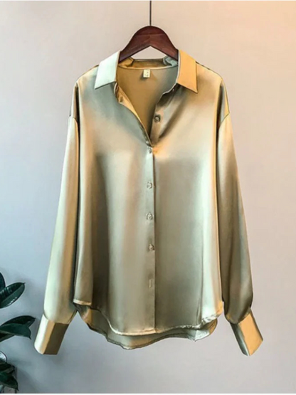 Natalie™ Luxe Satin Button Shirt