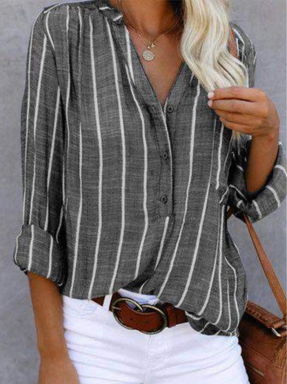 Deborah™ Striped Button-Front Blouse