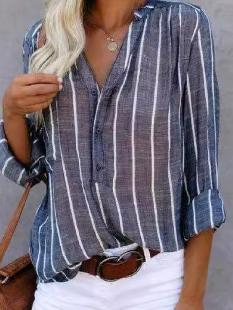 Deborah™ Striped Button-Front Blouse