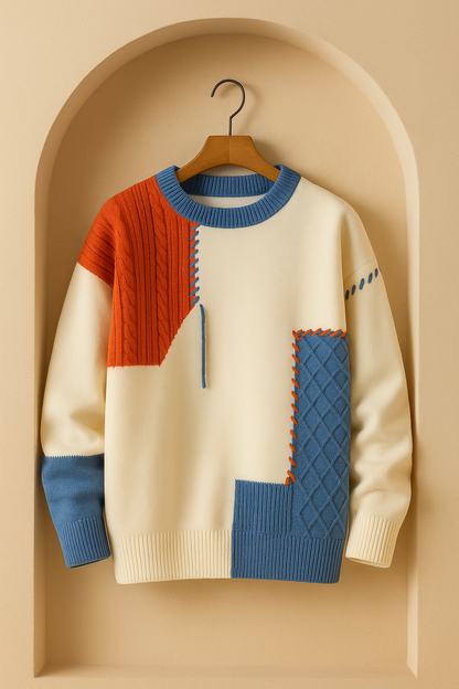 PatchKnit™ Sweater – Retro Colour Block