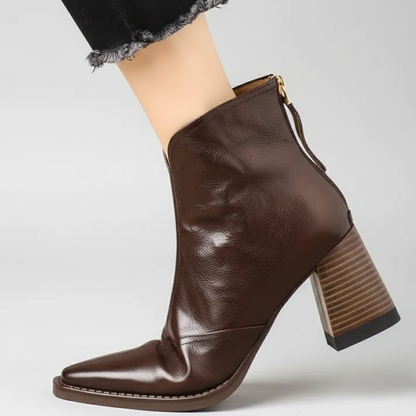 UrbanStride™ – Block Heel Leather Ankle Boots