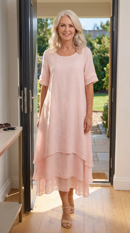 Rose - Böljande Layered Maxiklänning
