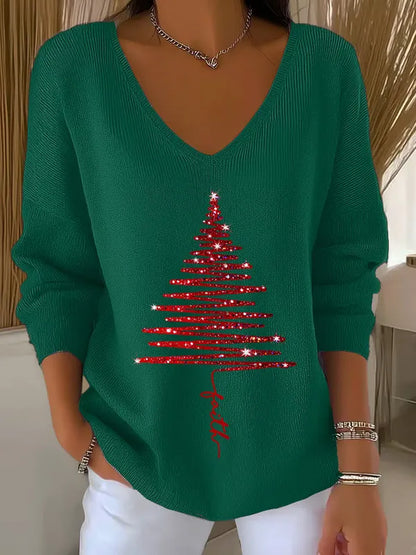Noelique™ – Festive Knit V-Neck Sweater