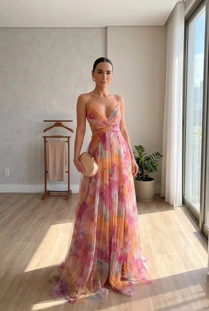 Millie - Elegant Blommig Maxiklänning