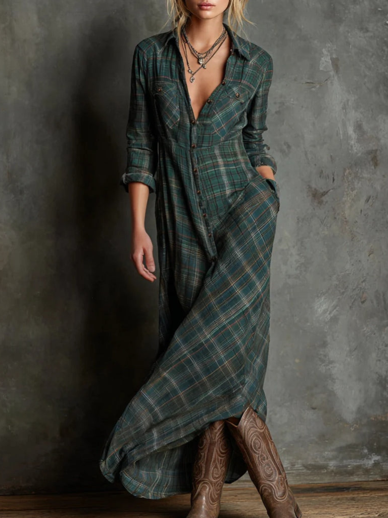 Olie™ Check Maxi Shirt Dress