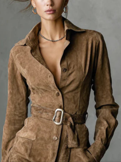 Harper™ Suede Midi Coat Dress