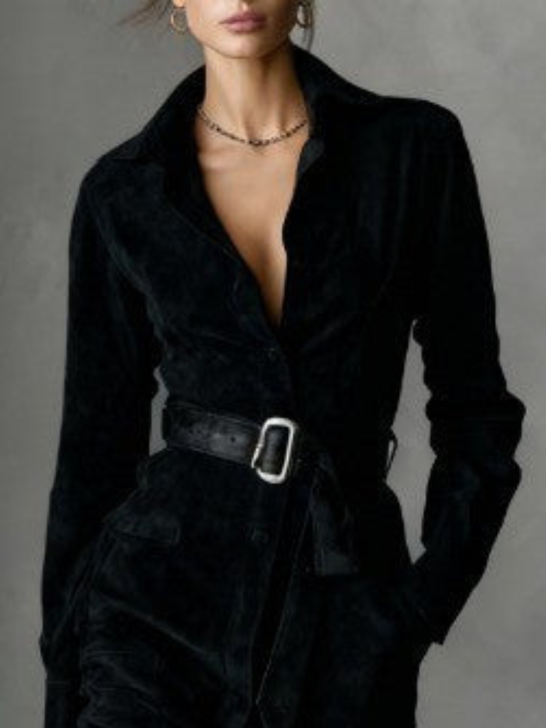 Harper™ Suede Midi Coat Dress