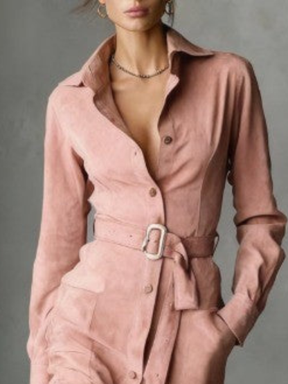 Harper™ Suede Midi Coat Dress