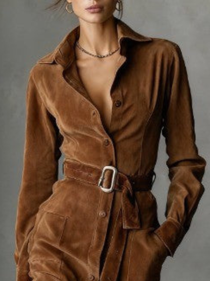 Harper™ Suede Midi Coat Dress