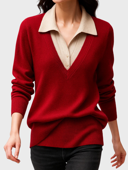 Elaine™ Cozy Layered Knit Sweater