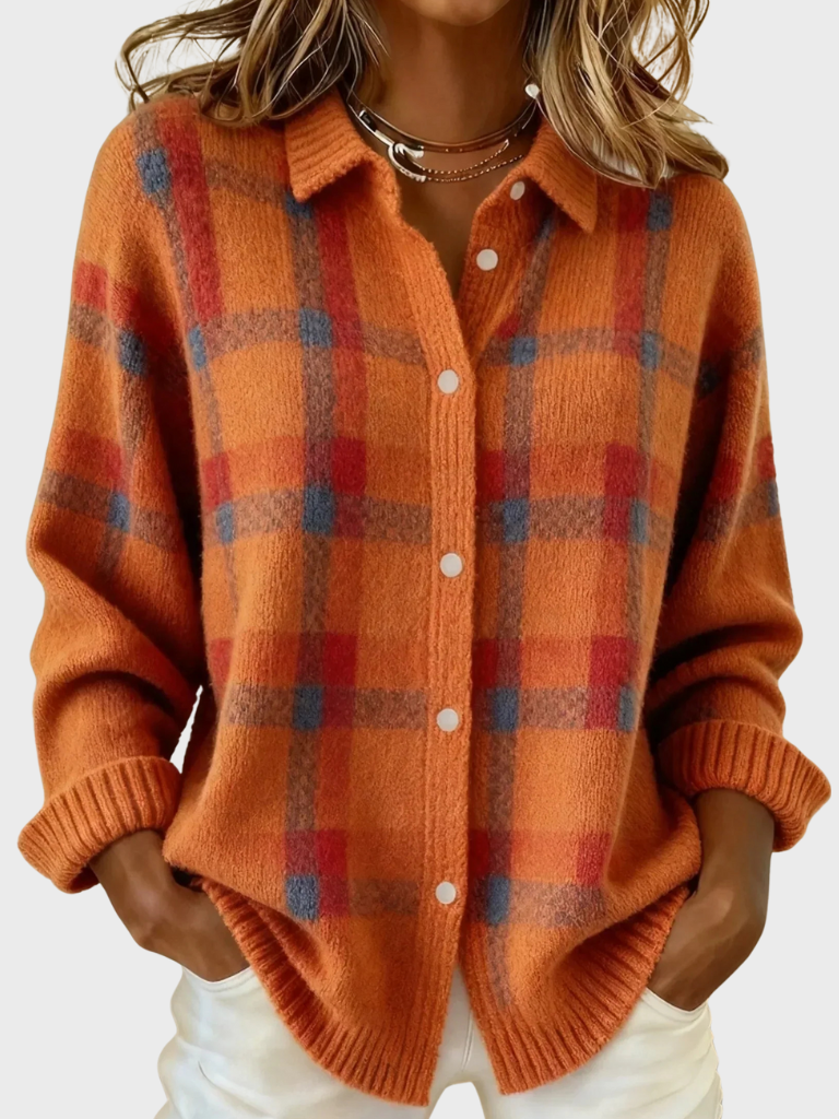 Virginia™ Cozy Retro Plaid Knit Sweater