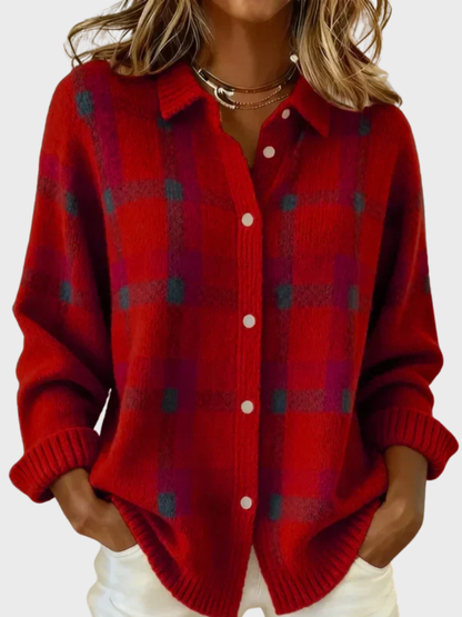 Virginia™ Cozy Retro Plaid Knit Sweater