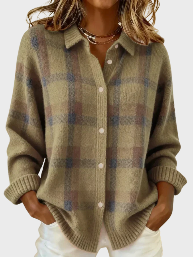 Virginia™ Cozy Retro Plaid Knit Sweater