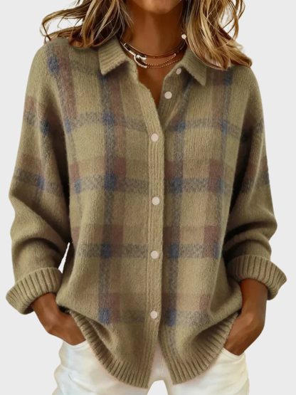 Virginia™ Cozy Retro Plaid Knit Sweater