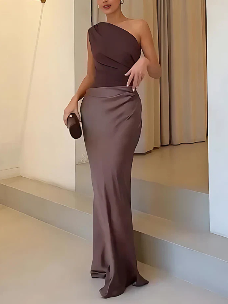 Amara™ Satin One-Shoulder Maxi Dress