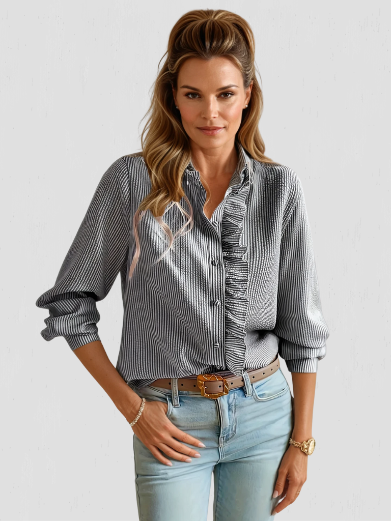Amelia™ Soft Ruffle Button Blouse