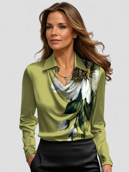 Mallory™ Signature Satin Drape Blouse